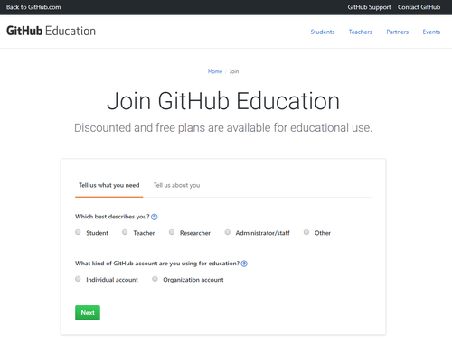Github Education Form